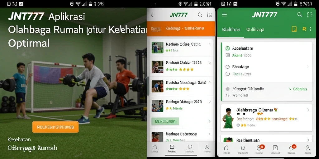 Antarmuka aplikasi JNT777 untuk latihan olahraga rumah.