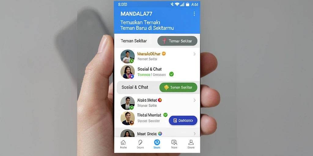 Antarmuka user-friendly MANDALA77 untuk mencari teman baru.