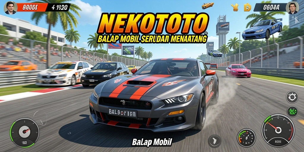Tangkapan layar utama NEKOTOTO menampilkan aksi balap yang mendebarkan.