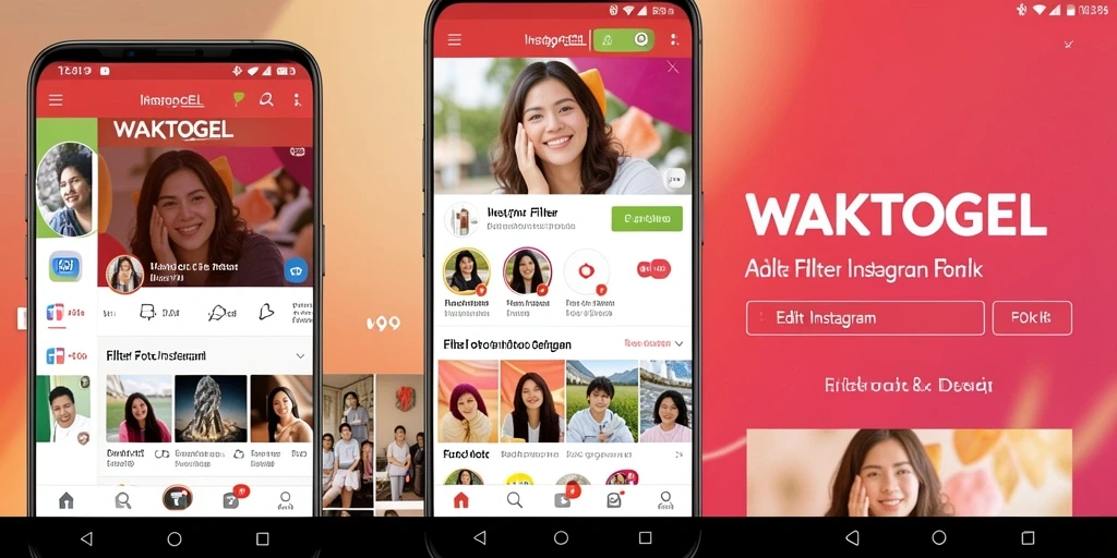 Antarmuka WAKTOGEL dengan berbagai filter Instagram yang menarik.