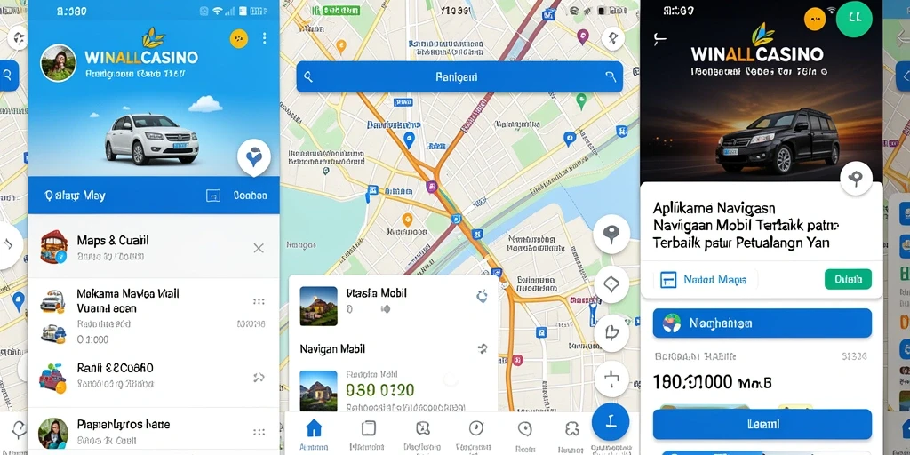 Tampilan antarmuka pengguna dari aplikasi WINALLCASINO yang memudahkan navigasi mobil.